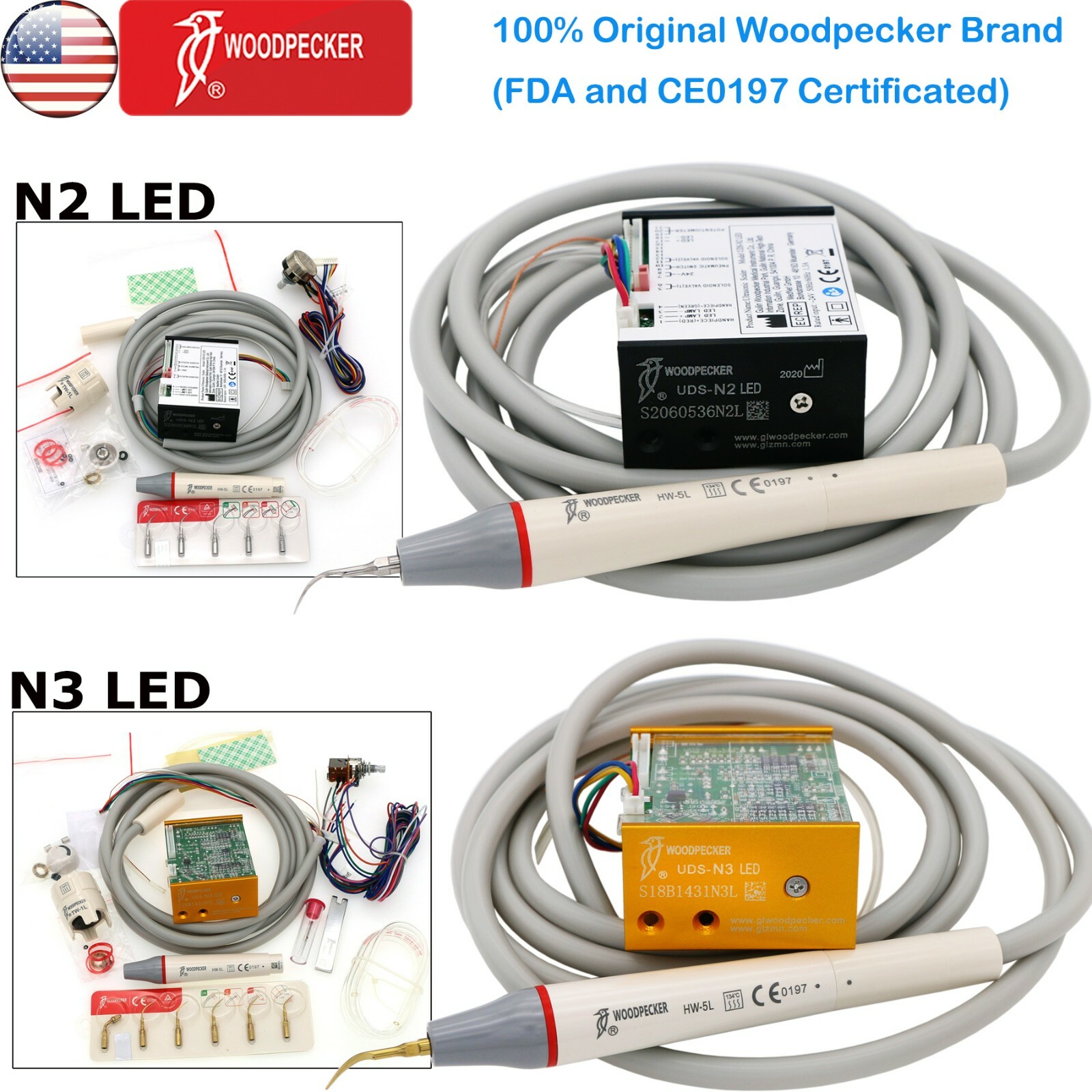 Woodpecker Dental Ultrasonic Piezo Scaler Built-in UDS-N2/N3 LED EMS Handpiece