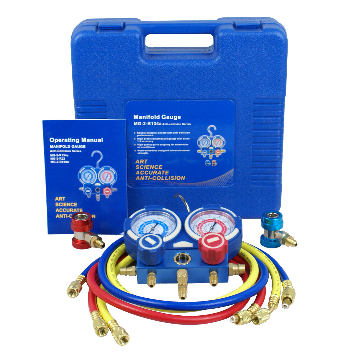 5PC R134a R410a R22 AC A/C Manifold Gauge Set 4FT Colored Hose Air Conditioner