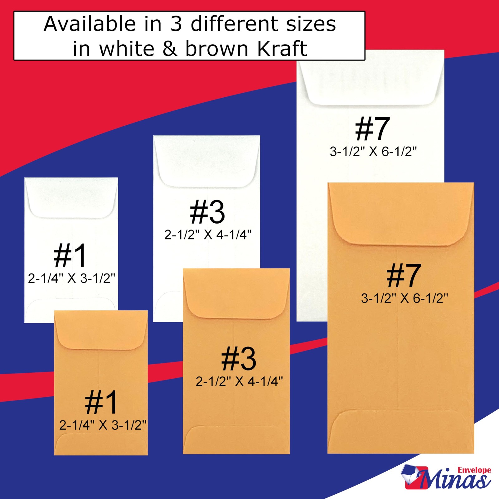 500 Minas Envelope – #7 Coin and Cash Envelopes, 24lb 3.5 X 6.5 Inches, Brown