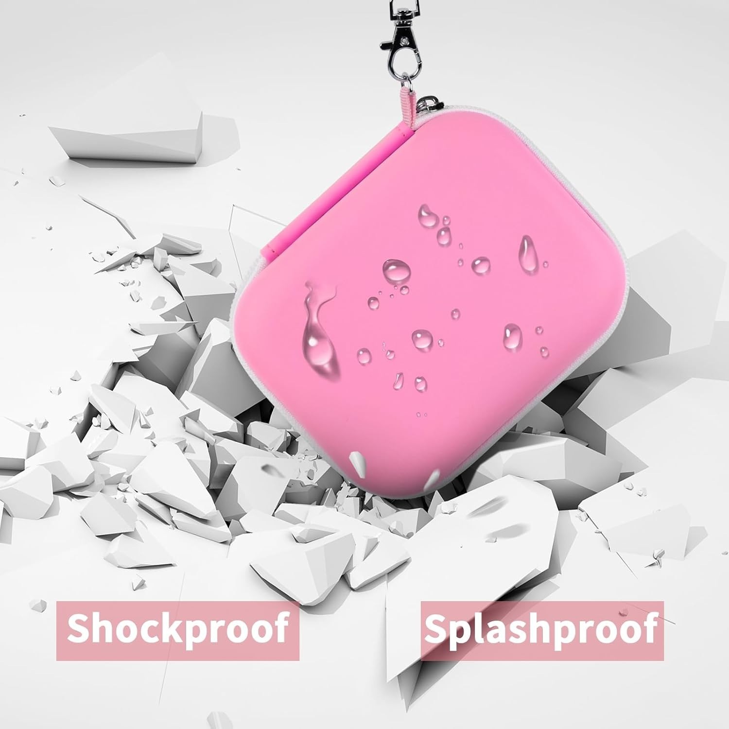 Compact Waterproof Developer Case for Memoking T02 & Phomemo Printers, Pink