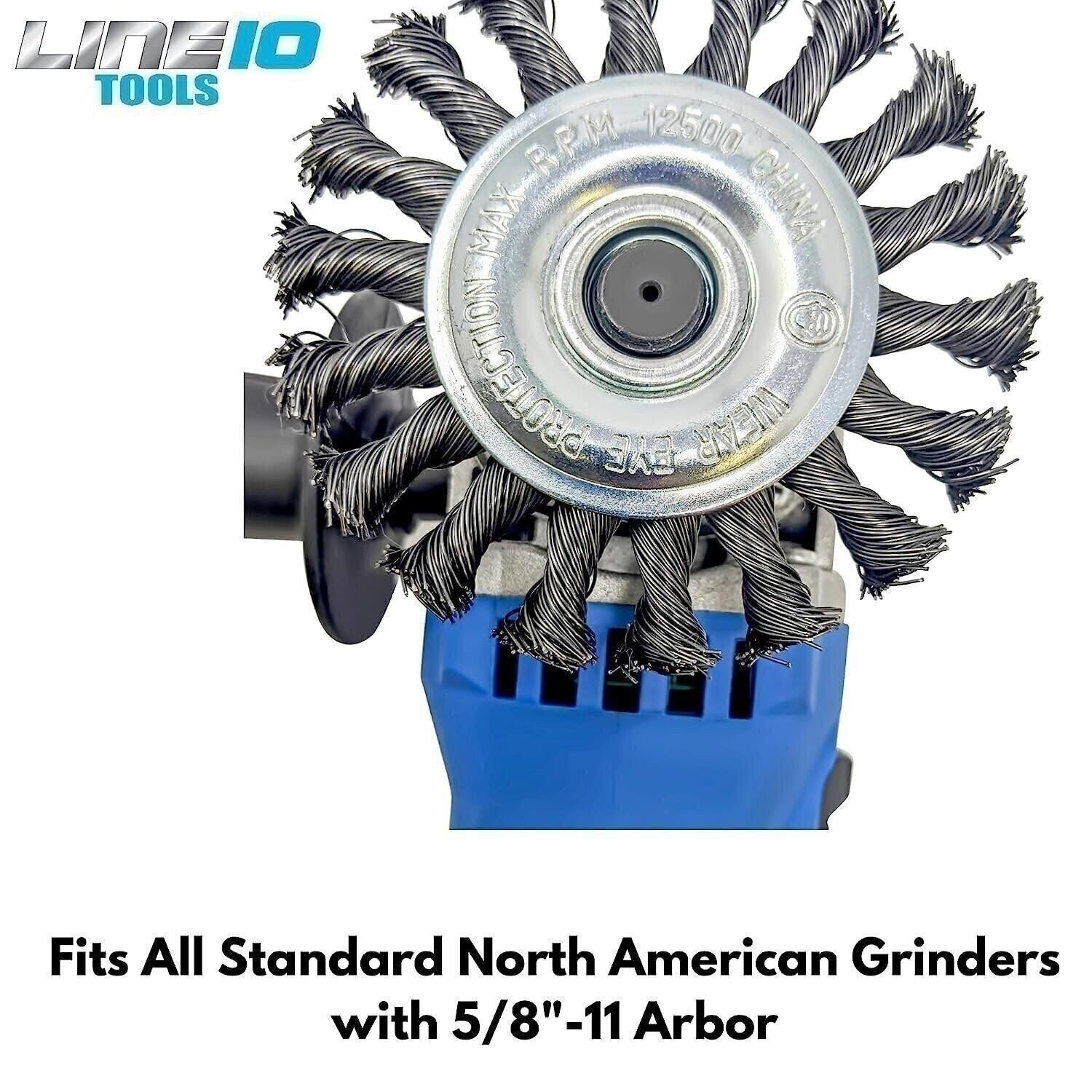 LINE10 Tools 4pk 4-Inch Knotted Circular Wire Wheel Brush for Angle Grinder,…