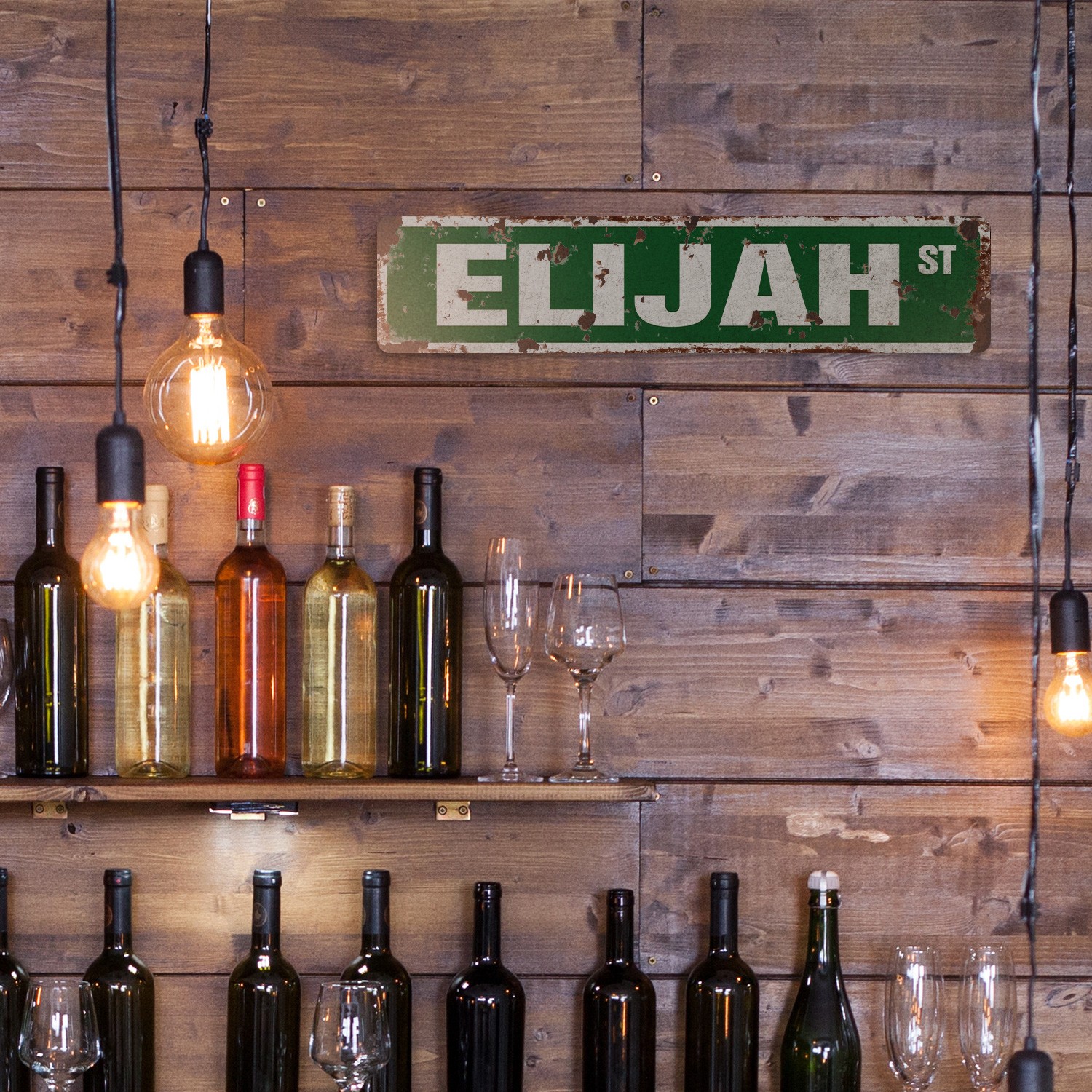 ELIJAH Vintage Style Rustic Street Sign Childrens Name Room Metal Road Sign