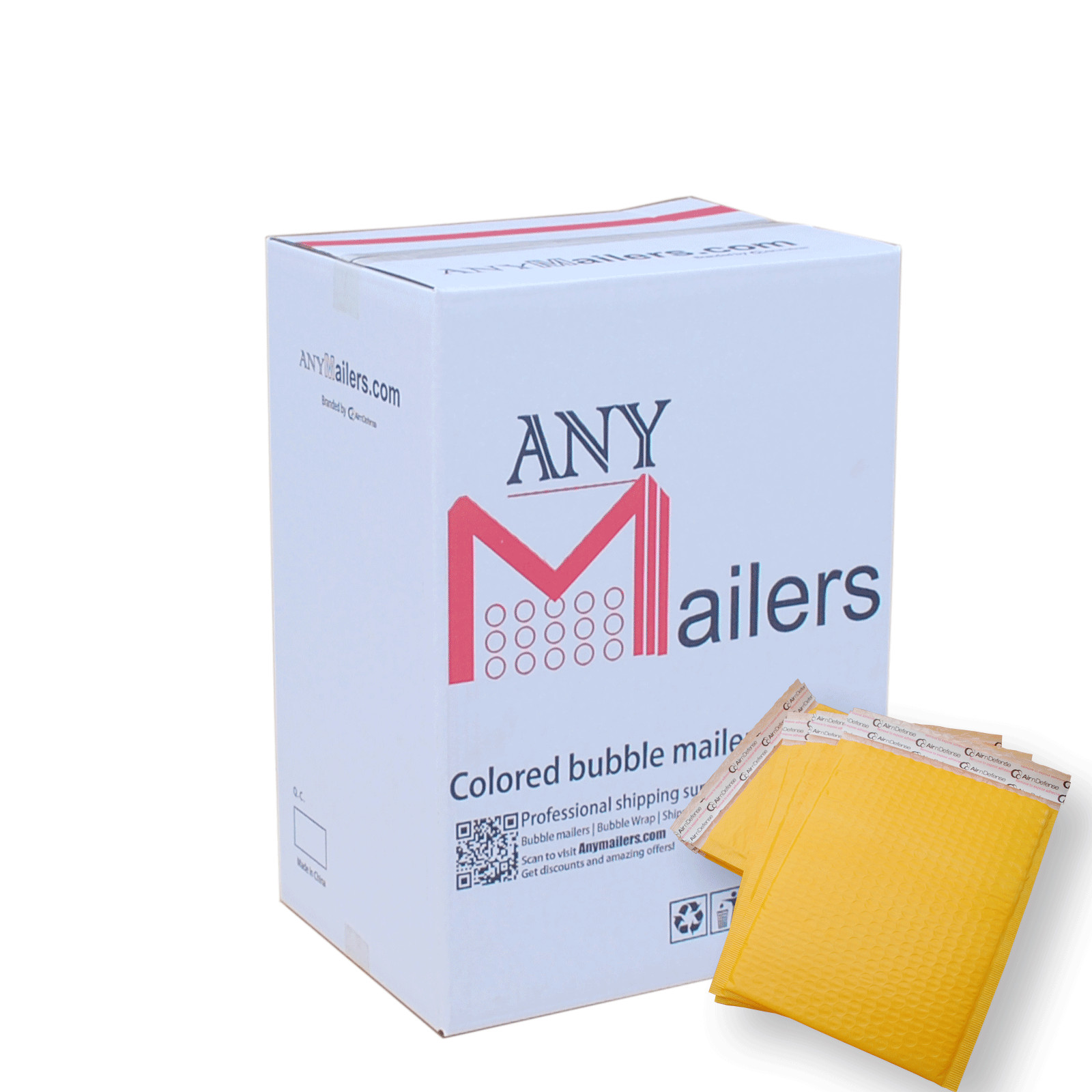 AirnDefense 200 #5 10.5X16″ Yellow Poly Bubble Mailers Shipping Padded Envelope