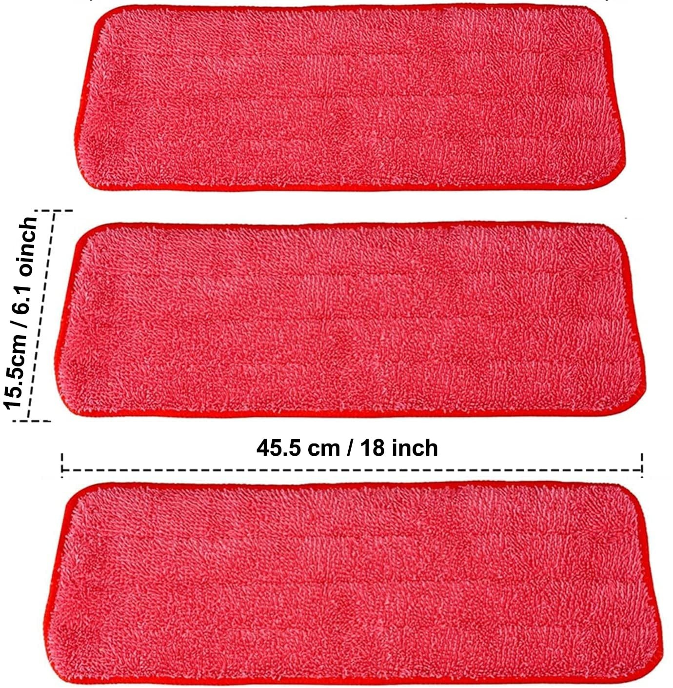 Microfiber Replacement Mop Pad, 18 x 6 Wet & Dry Home & Commercial Red