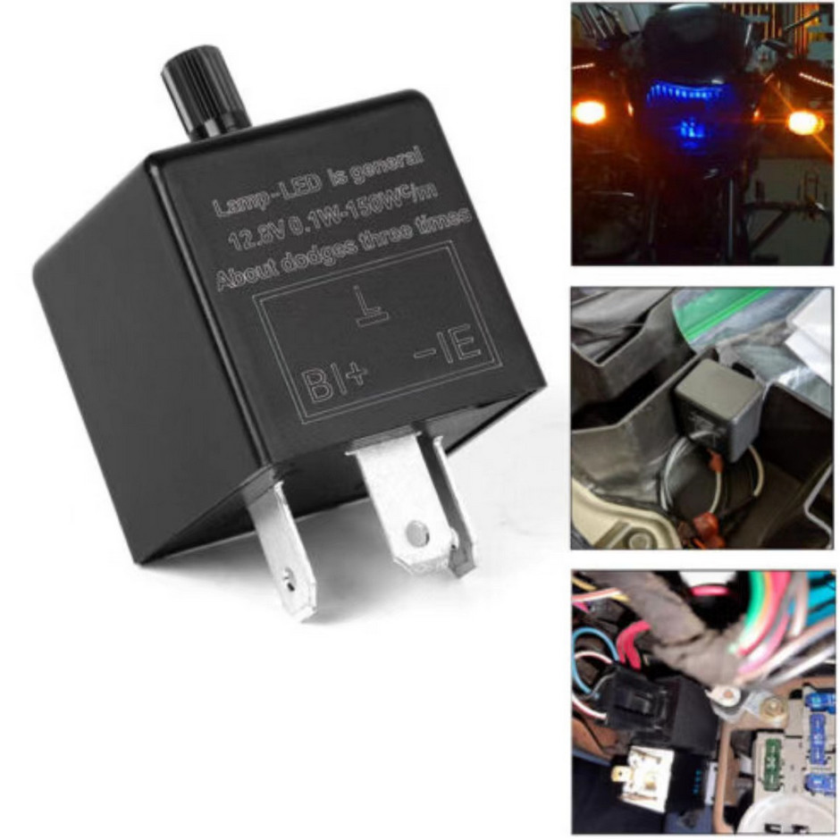 Adjustable Power LED Flasher Relay Turn Signal Blinker Light for Car 3 Pin 12V
