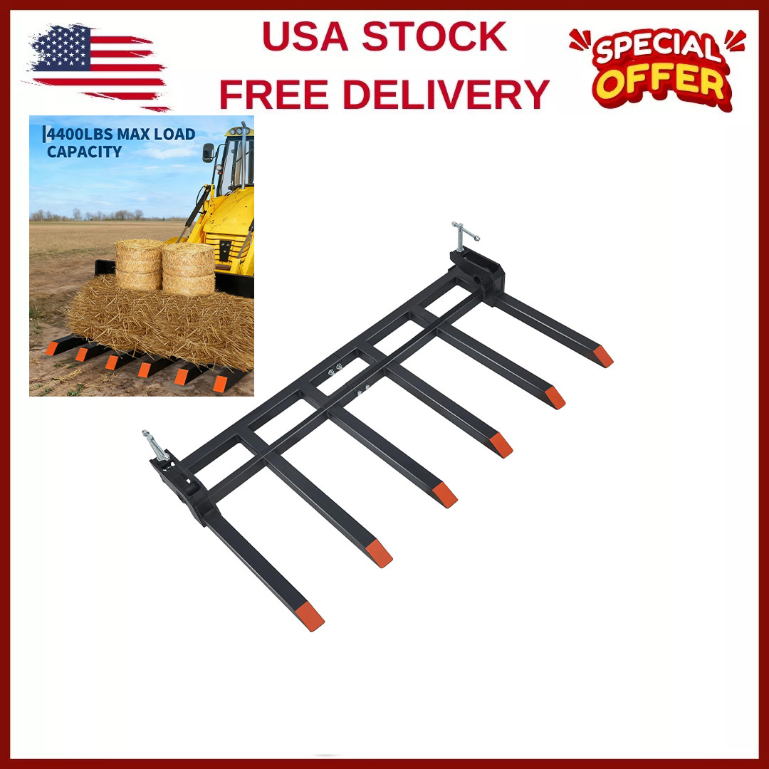 4400 LB Heavy Duty Clamp On Debris Forks for 58″ Tractor Bucket W/6 Tines NEW