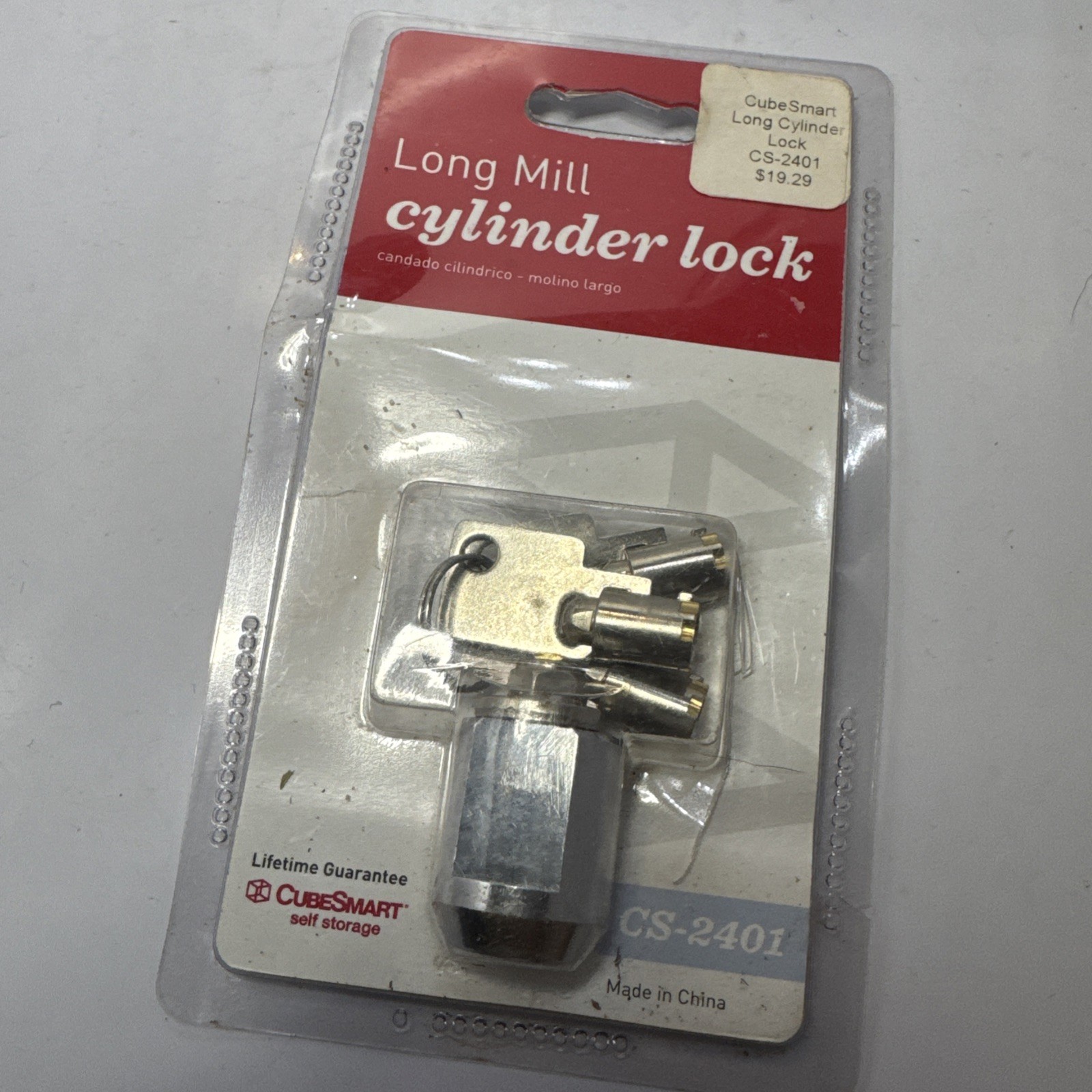 Cube Smart Long Mill Cylinder Lock For Self Storage CS-2401 Comes With 3 Keys
