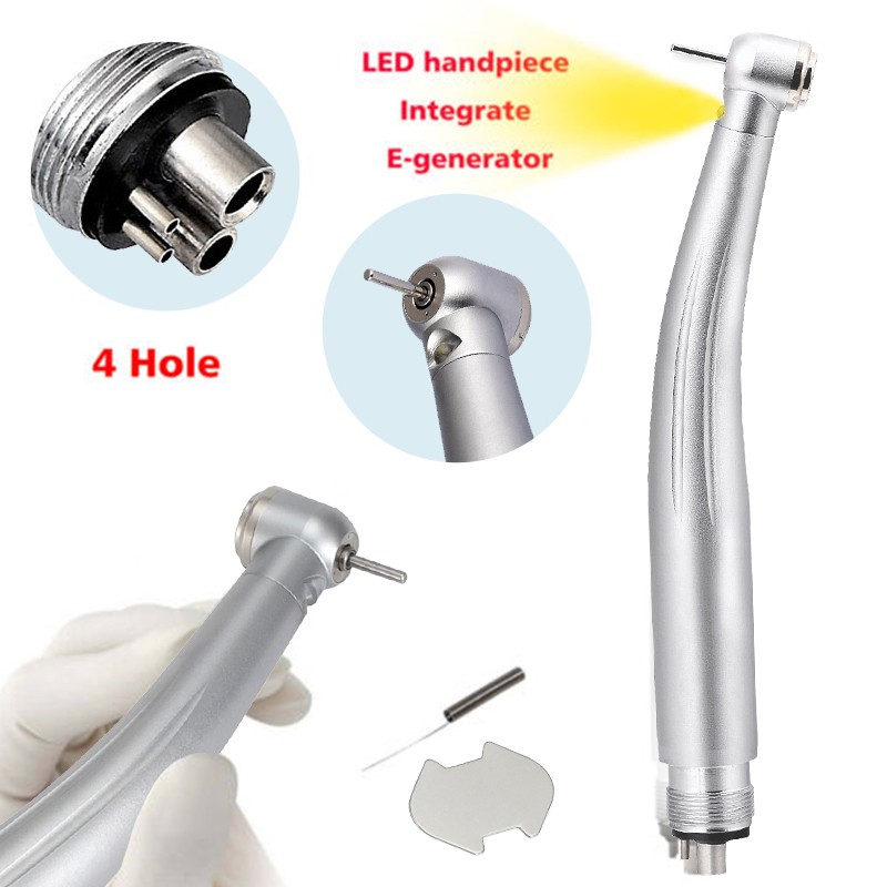 2pcs Dental Fiber Optic High Speed Turbine LED E-generator Handpiece 4 Holes