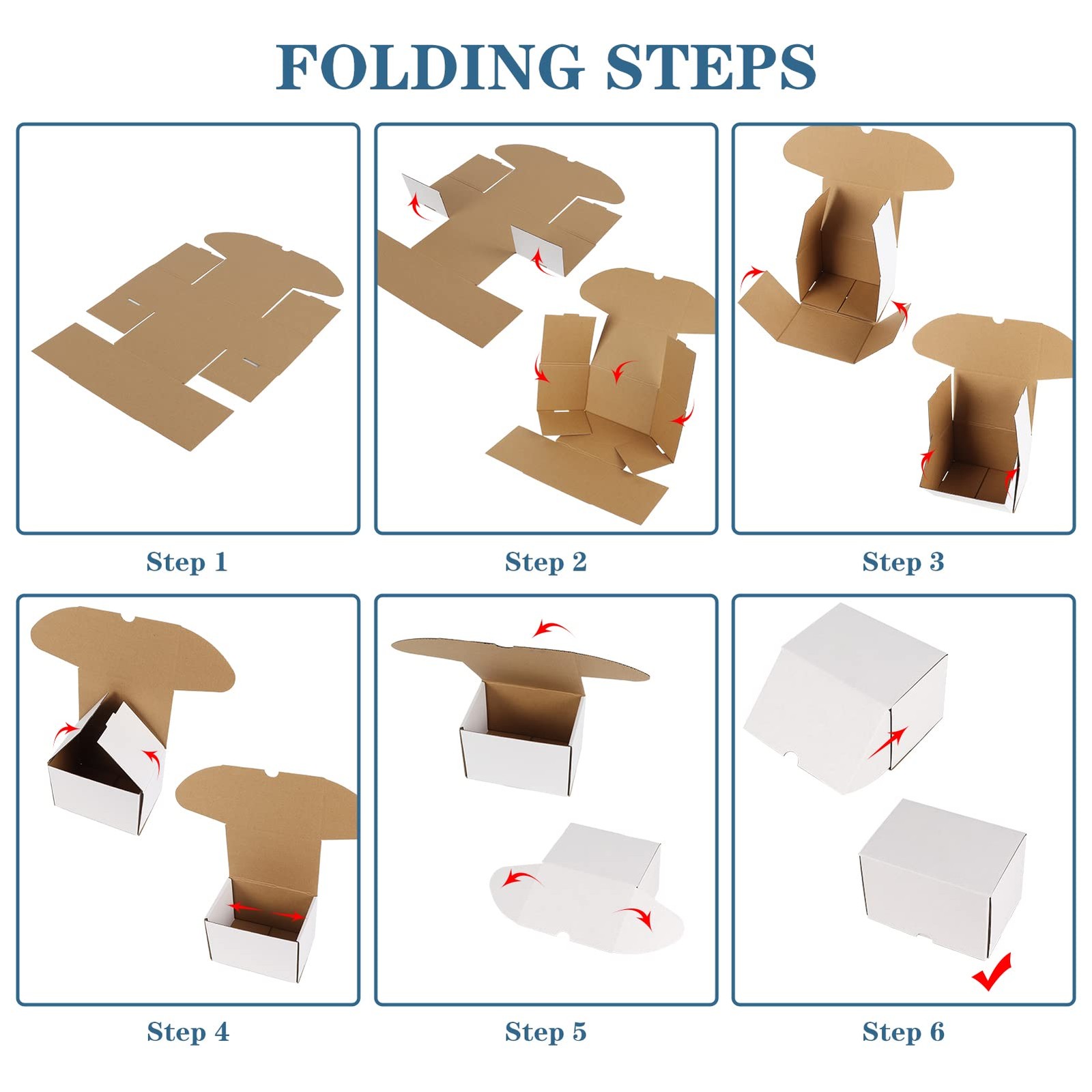 8x6x4 White Shipping Boxes Set of 25, Corrugated Cardboard Mailer Boxes for P…