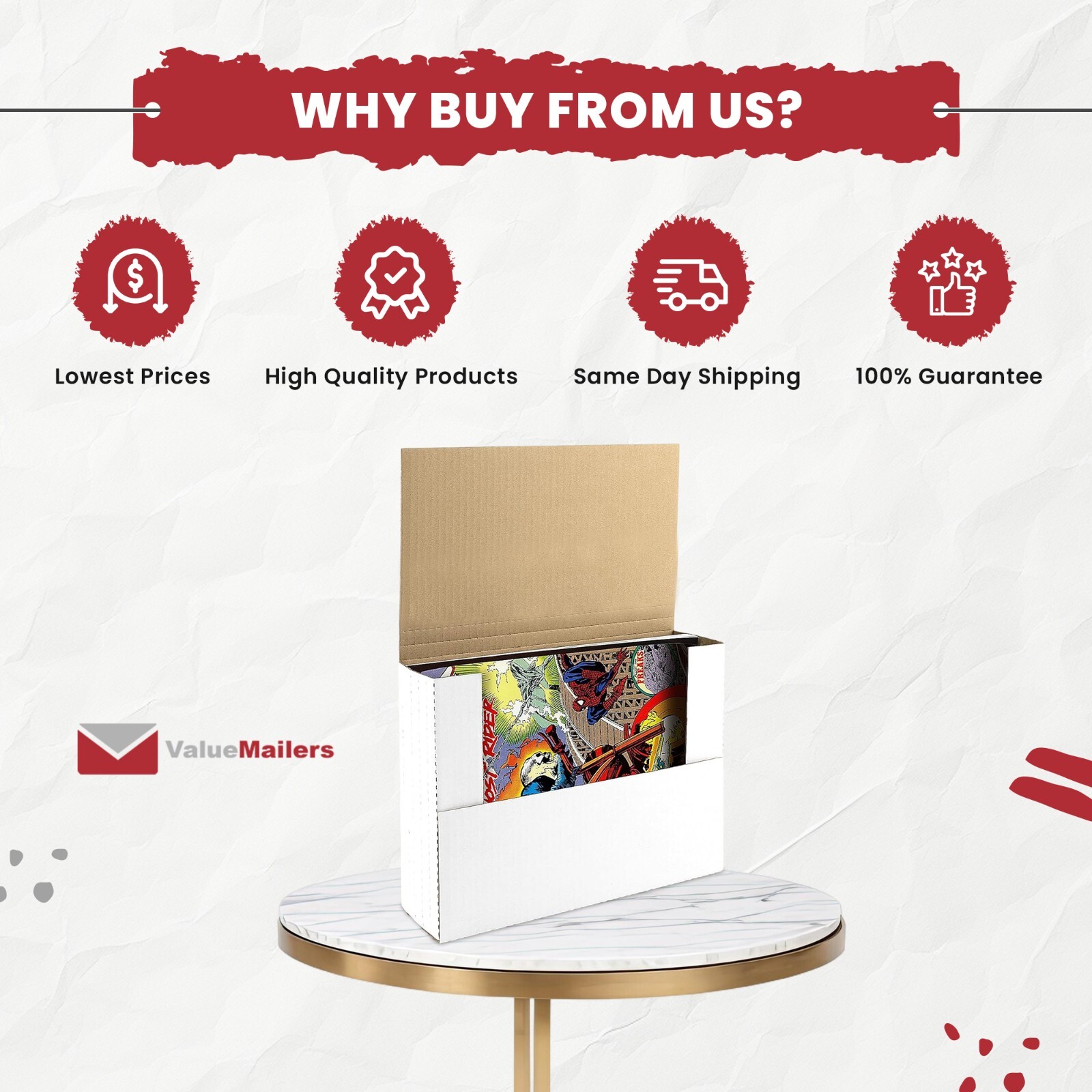 Vinyl Record Mailers White Holds 1- 6 – 45 rpm 12″ Record LP Cardboard 100 2000