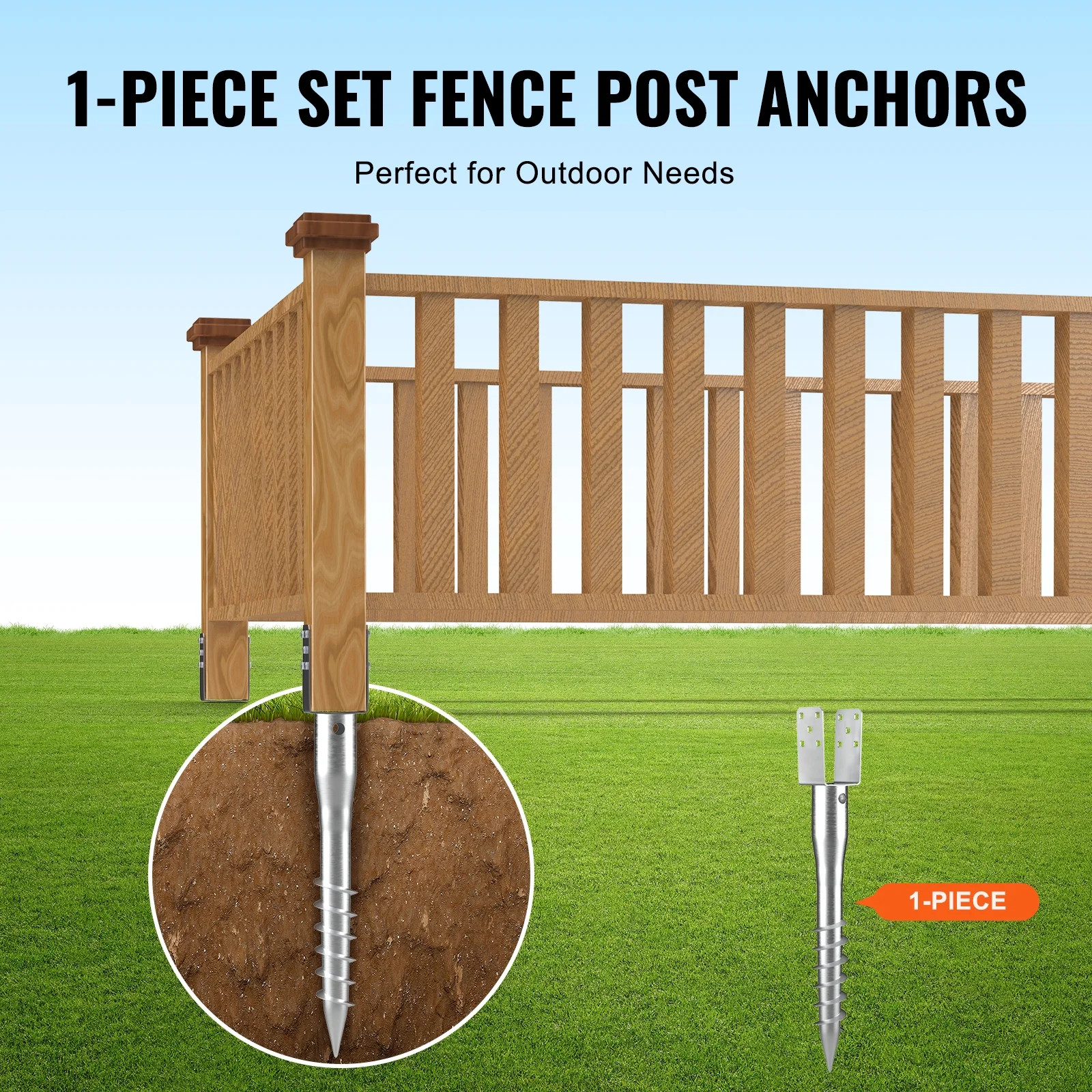1 Pack 3.94 x 2.76 x 27.56 in No Dig Ground Anchor DIY Screw in Post Stake