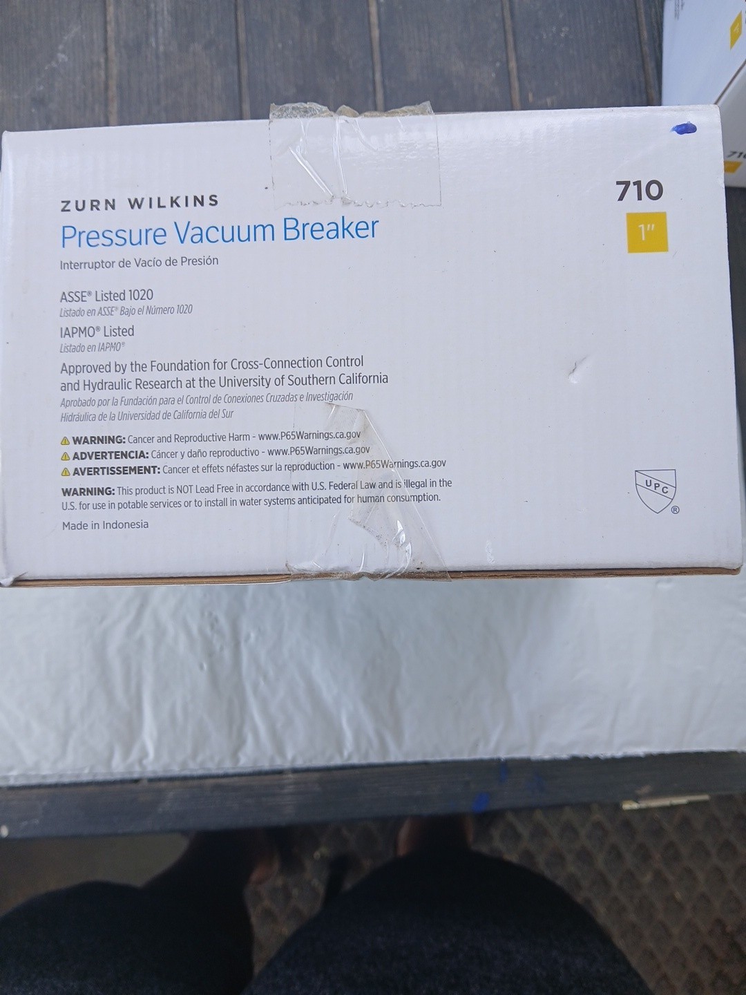 Zurn Wilkins 1-710 1″ 710 Pressure Vacuum Breaker Assembly