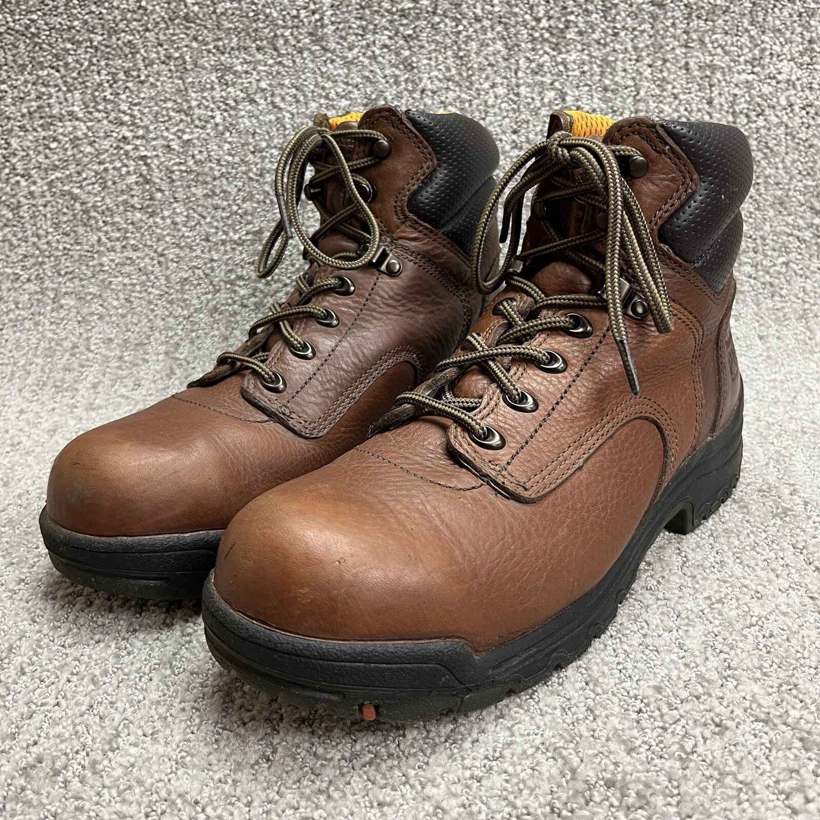 Timberland Pro358 Boots WOMEN Size 10 Brown Leather Lace Up Safety Toe Work Boot