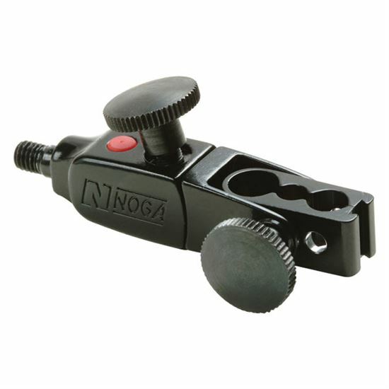 Noga FA1500 Univ. Metal Swivel Clamp Holds 6 & 8mm, 3/8″, Dovetail & Lug Back