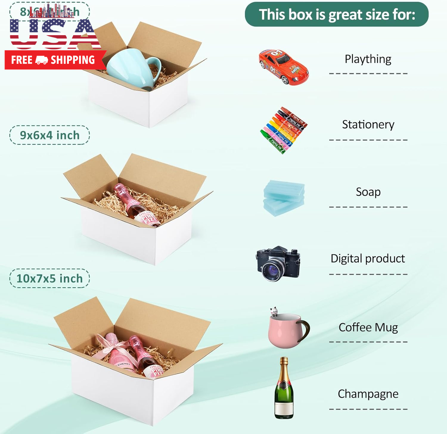 30 Pack Small Shipping Boxes Assorted Sizes, 8X6X4 & 9X6X4 & 10X7X5 10 PCS Each