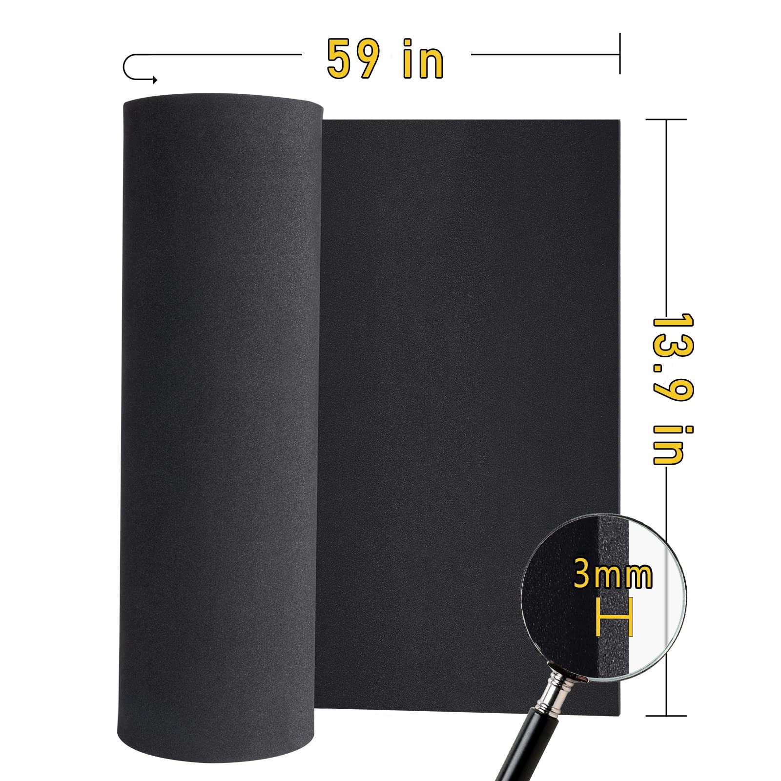 EVA Foam Sheet 3mm Black Craft Cosplay DIY Projects 59×13.9in High Density