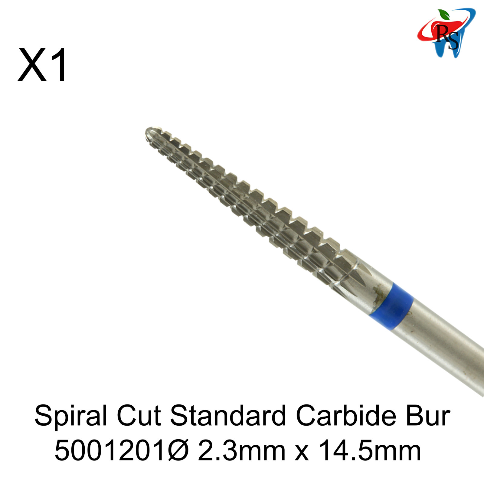 x1 Spiral Cut Standard Carbide Dental Bur Ø2.3mm x 14.5mm 5001201 Cutting Tool