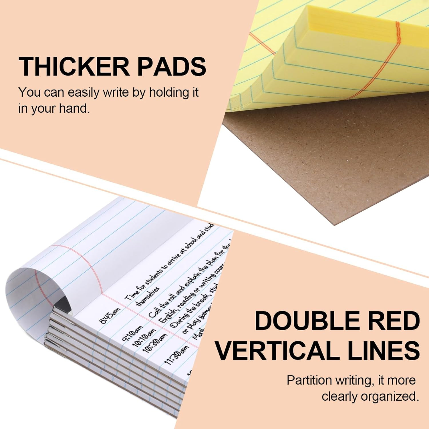 6 PCS Small Legal Pads 5X8 Yellow and White, Narrow Ruled Small Note Pads, Micro