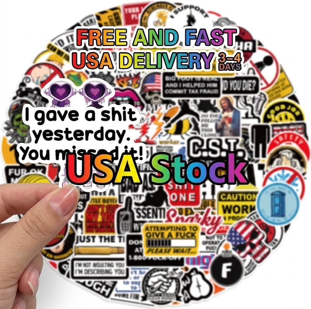 100pcs Funny Hard Hat Stickers (Dirty) for Adult Tool Box, Helmet, Black