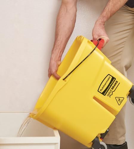 WaveBrake 35 Qt Yellow Mop Bucket with Integrated Wringer and Pour Spout