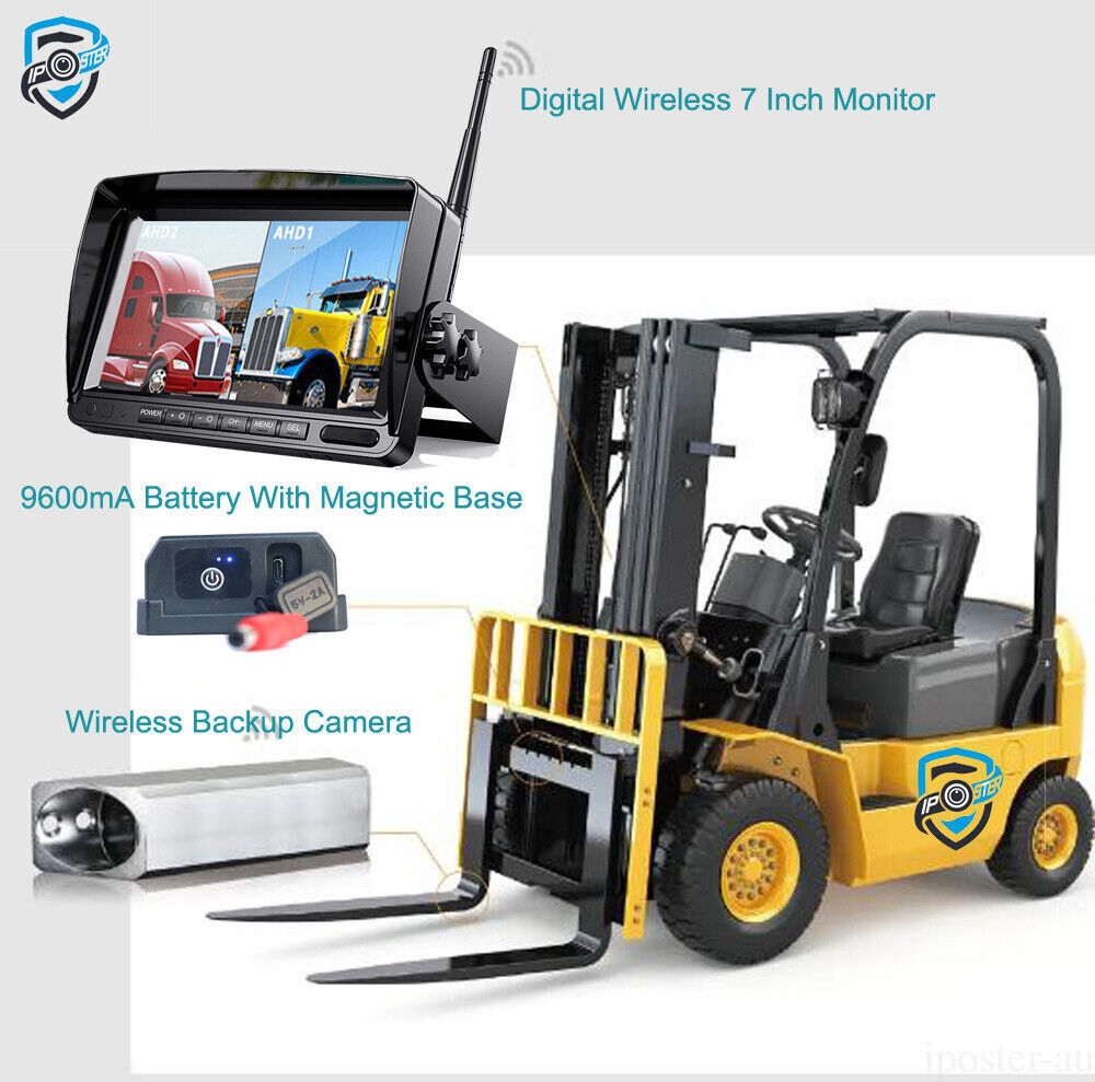 Digital Wireless 7″ Split Monitor + Magnetic Camera For Forklift Front View