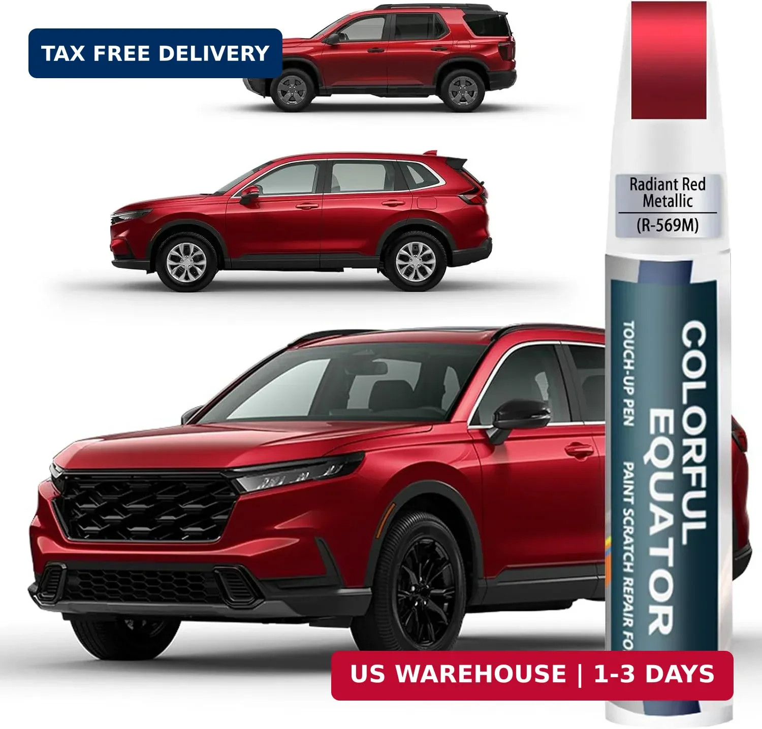 Radiant Red Metallic(R-569M) Touch Up Paint Compatible with Honda, Car Paint Pen