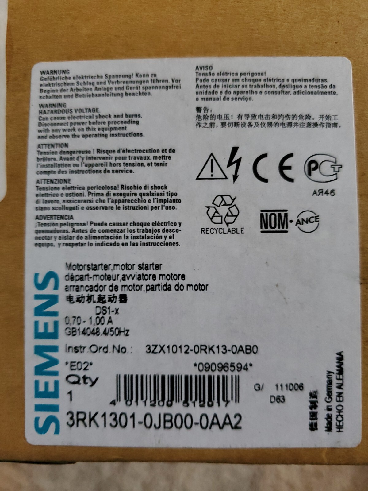 SIEMENS 3RK1301-0JB00-0AA2 PLC Brake Control Module. DS1-X for ET 200S Standard