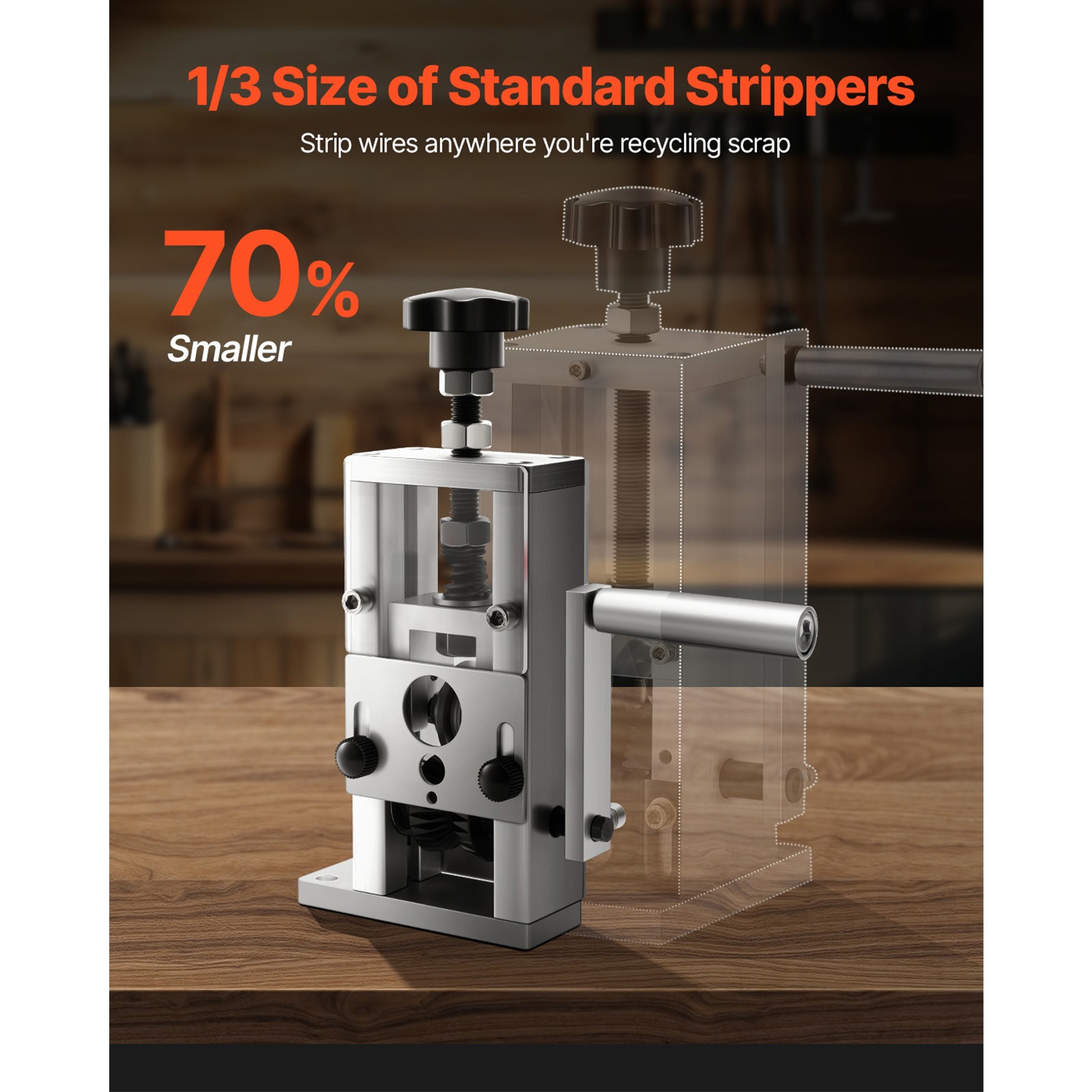 Manual Wire Stripper Stripping Machine 0.06-1 in Hand Crank or Drill Powered