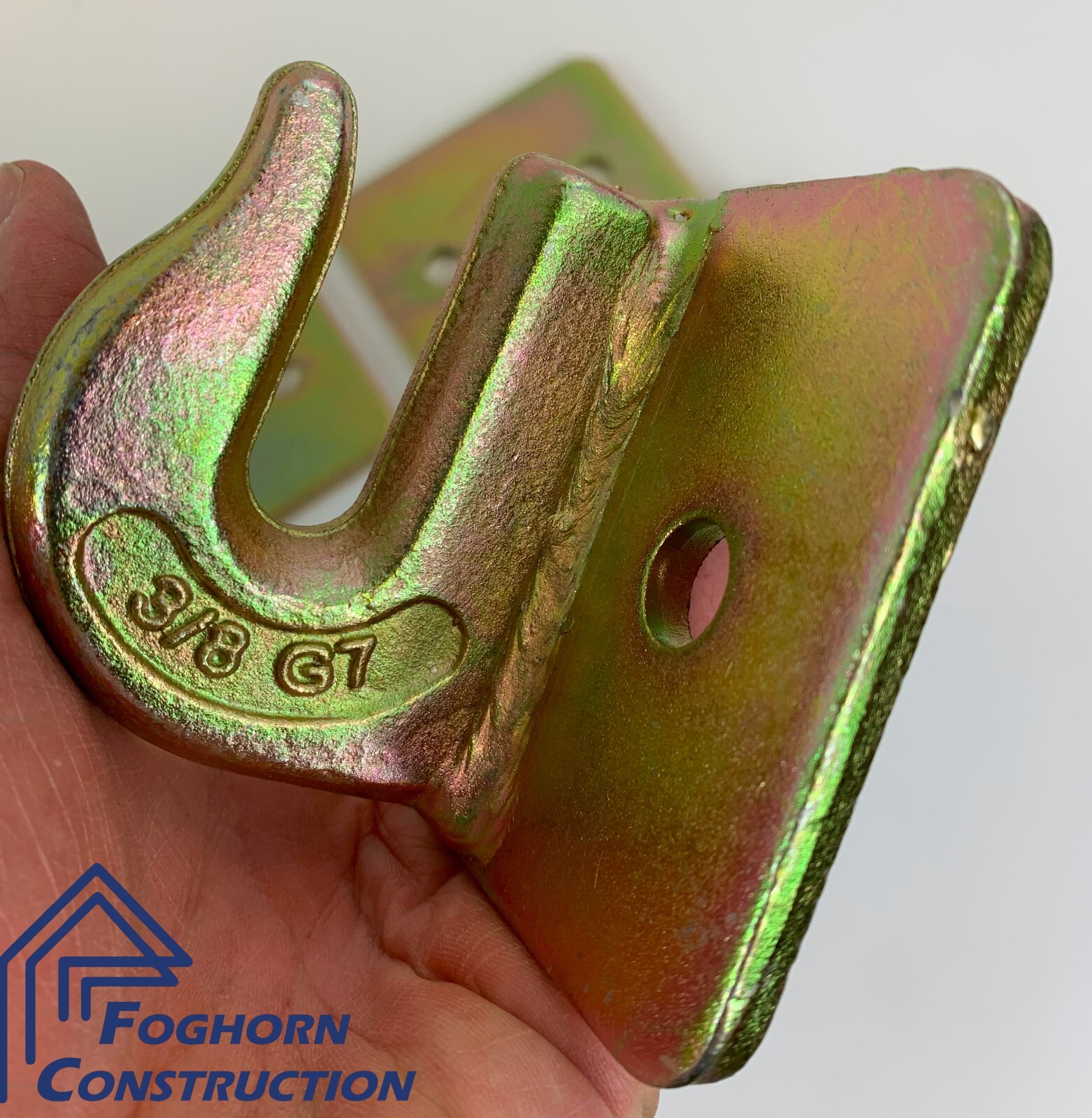 Pair of 3/8″ Bolt On Grab Chain Hooks with Free Center Punch Tool, Grade 8 Bolts