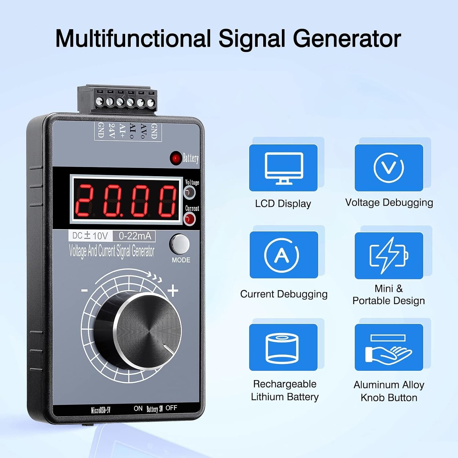 0-10V 0/4-20mA Current Voltage Signal Generator, 4-Digit Display | Interface …