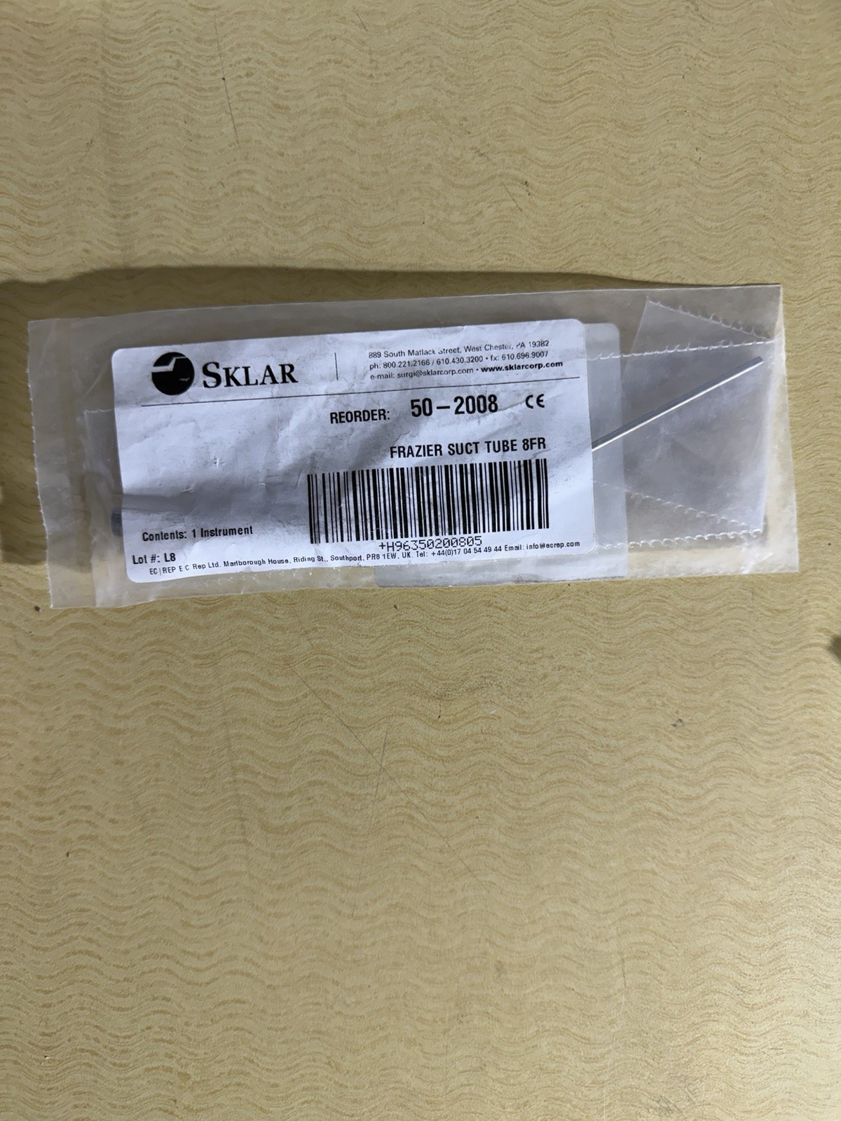 Frazier Suction Tube 8FR 50-2008 Sklar Instrument