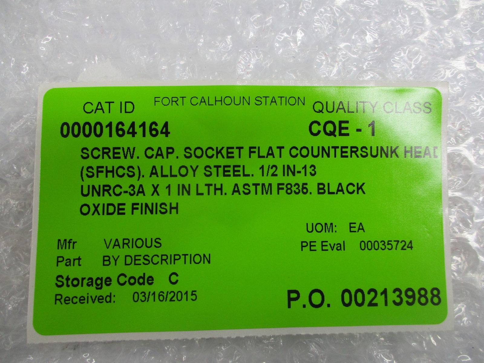 INDUSTRIAL SPARE ASTM-F835 SCREW NSNP
