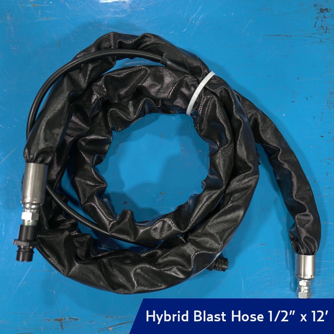 HOSE, BLAST W/ 3/4 IN QD PLUG, 1/2 IN X 12 FT, ELECTRIC, HYBRID, AERO2 SERIES