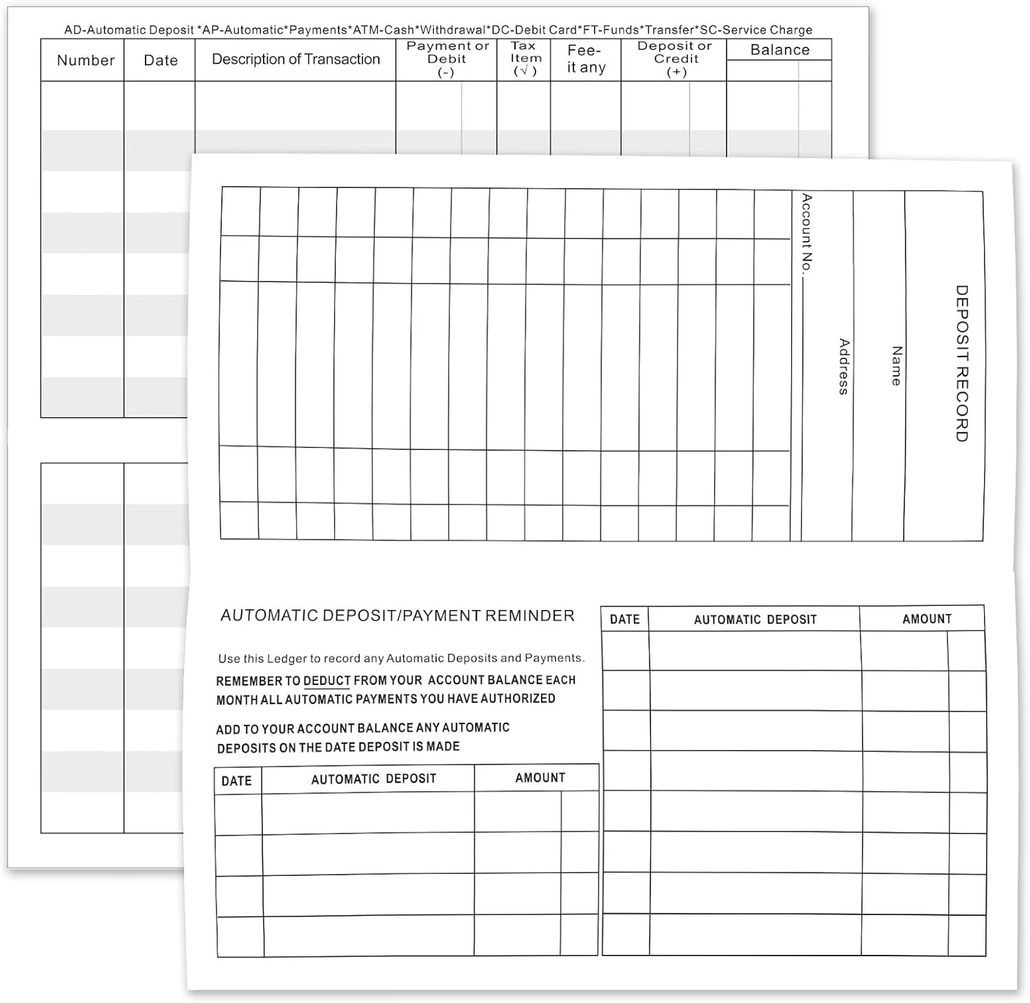 12 Pack Checkbook Register, Check Registers for Personal Checkbook, 6″ × 3″, Bla
