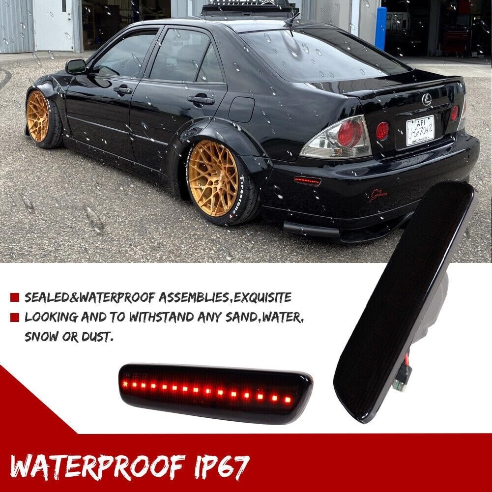 Side Marker Lights 4PCS for Lexus IS300 2001-2005 Smoke Amber Red Black Housing