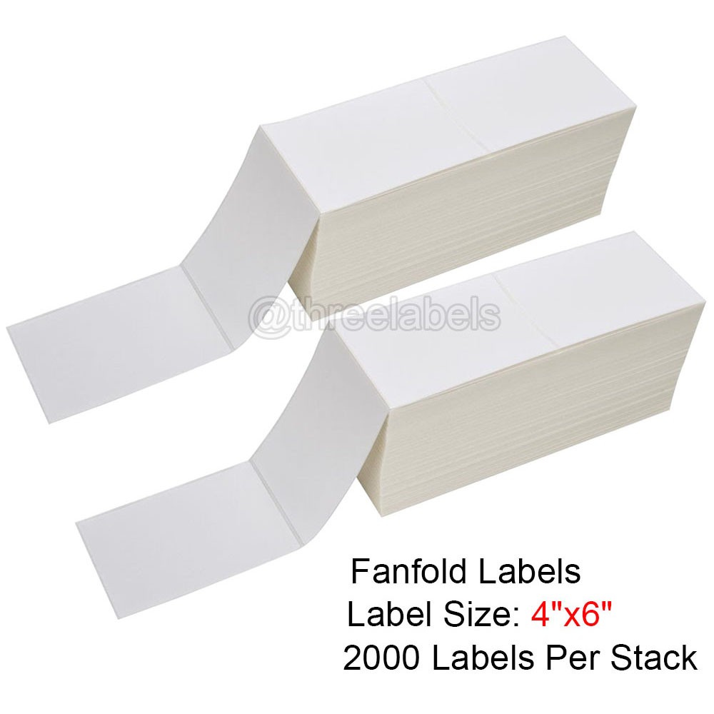 4000-20000 4×6 Fanfold Direct Thermal Shipping Labels Perforated Label For Zebra