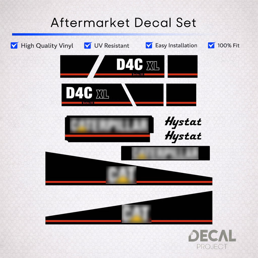 Aftermarket Decal Set for Caterpillar D4C Series III XL Hystat Dozer