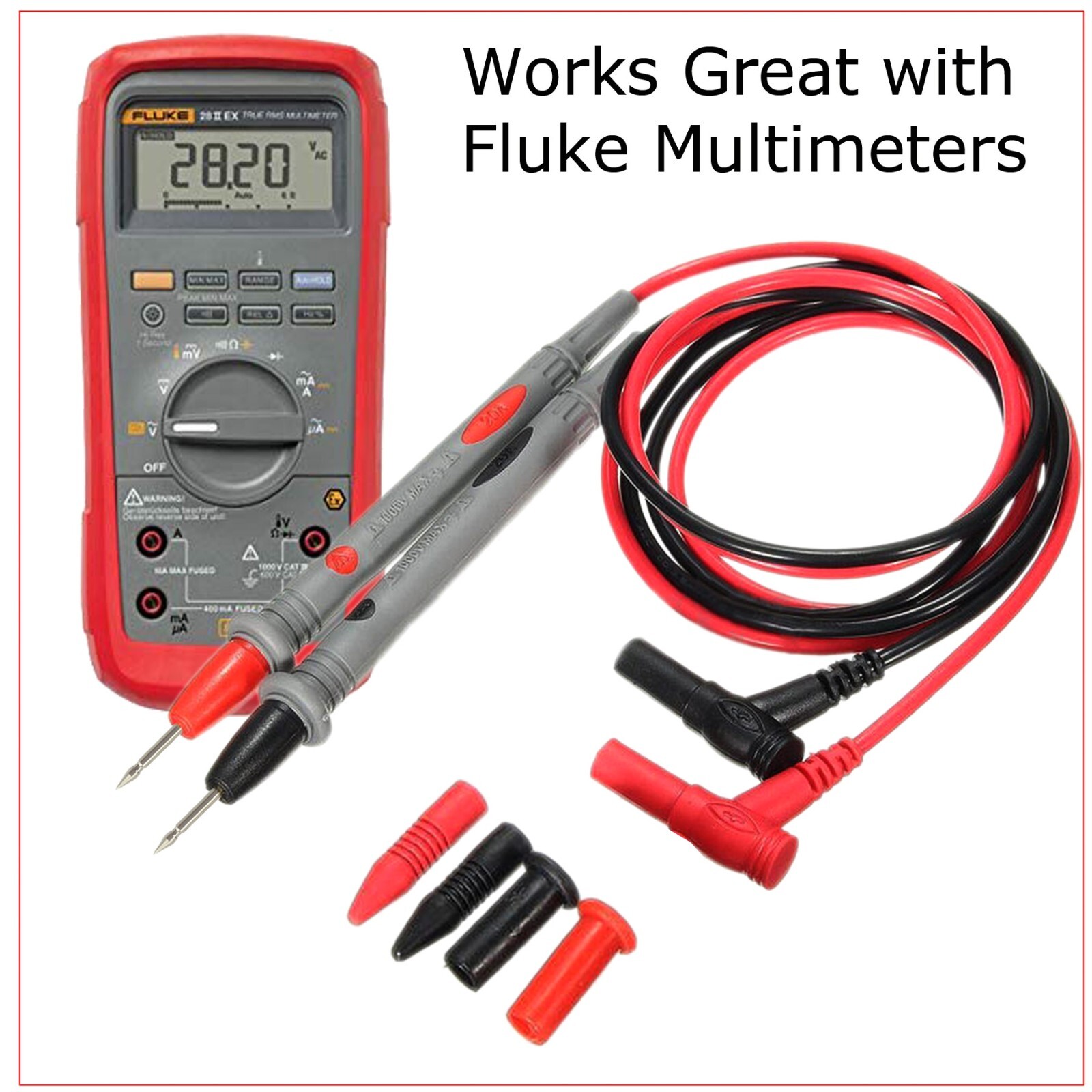 Multimeter Test Leads for Fluke Meter Electrical Alligator Clip Probes 1000V 20A