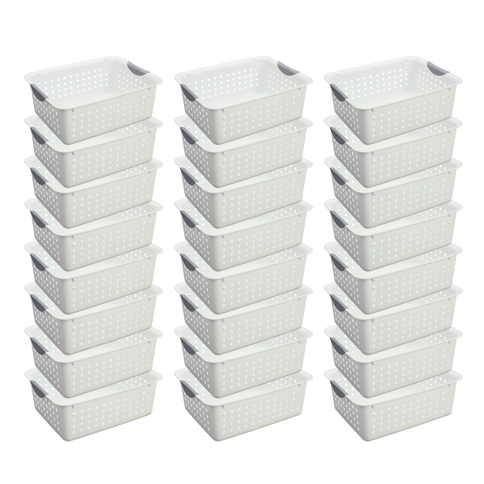 Sterilite Medium Ultra Plastic Storage Organizer Basket with Handles, (24 Pack)