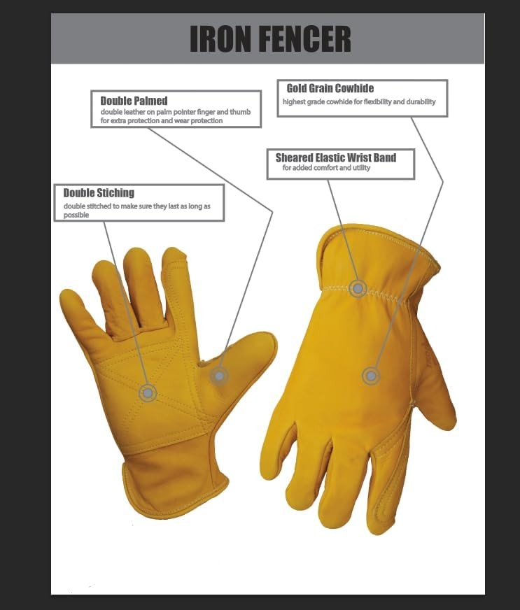 Golden Stag Iron Fencer Leather Work Glove- 207 X-Large Cowhide Leather Fenci…
