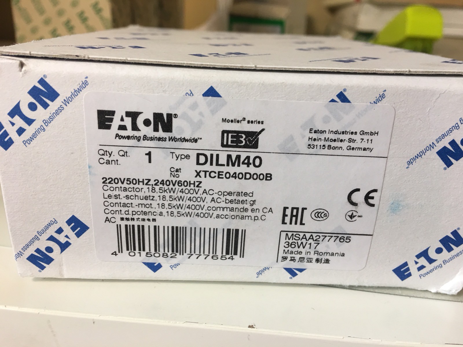 XTCE040D00B220-240V EATON MOELLER DILM40-220/240V 50/60HZ