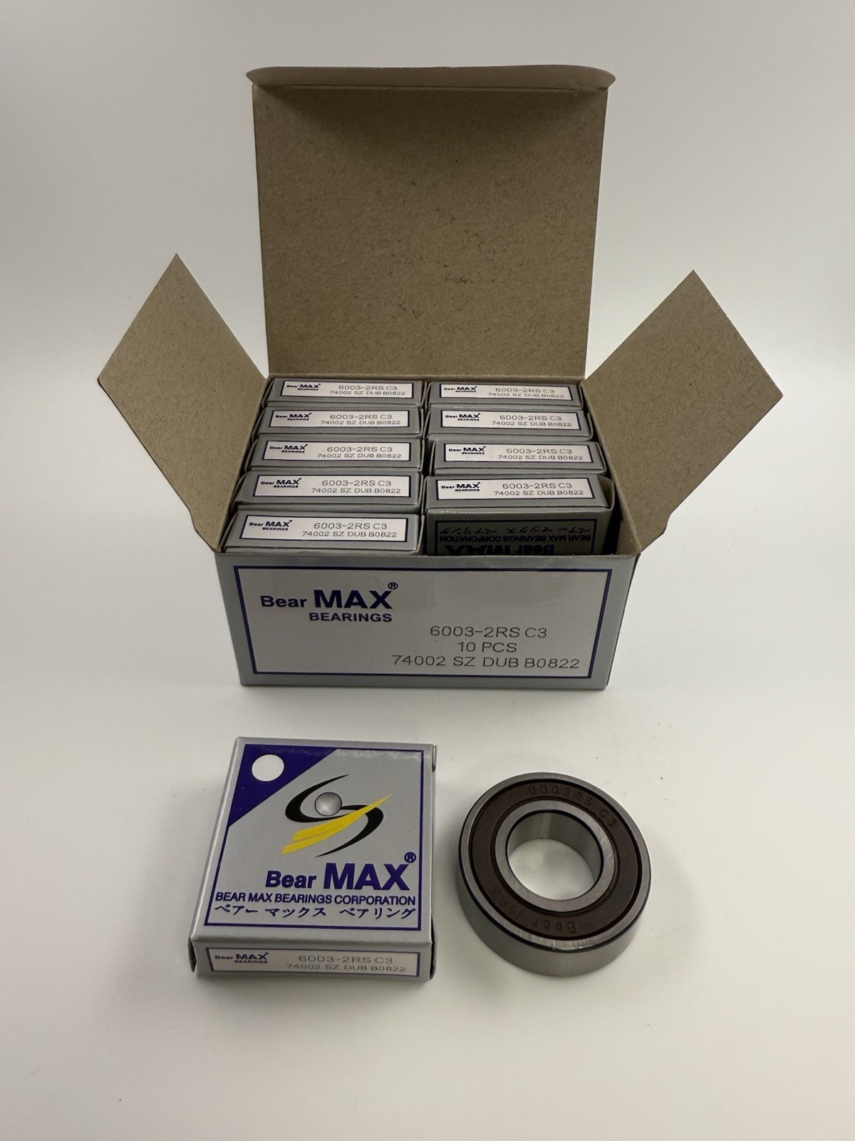 10 pcs BearMAX 6003-2RS C3 EMQ 17x35x10mm Rubber Seal DG Ball Bearings 60032RS