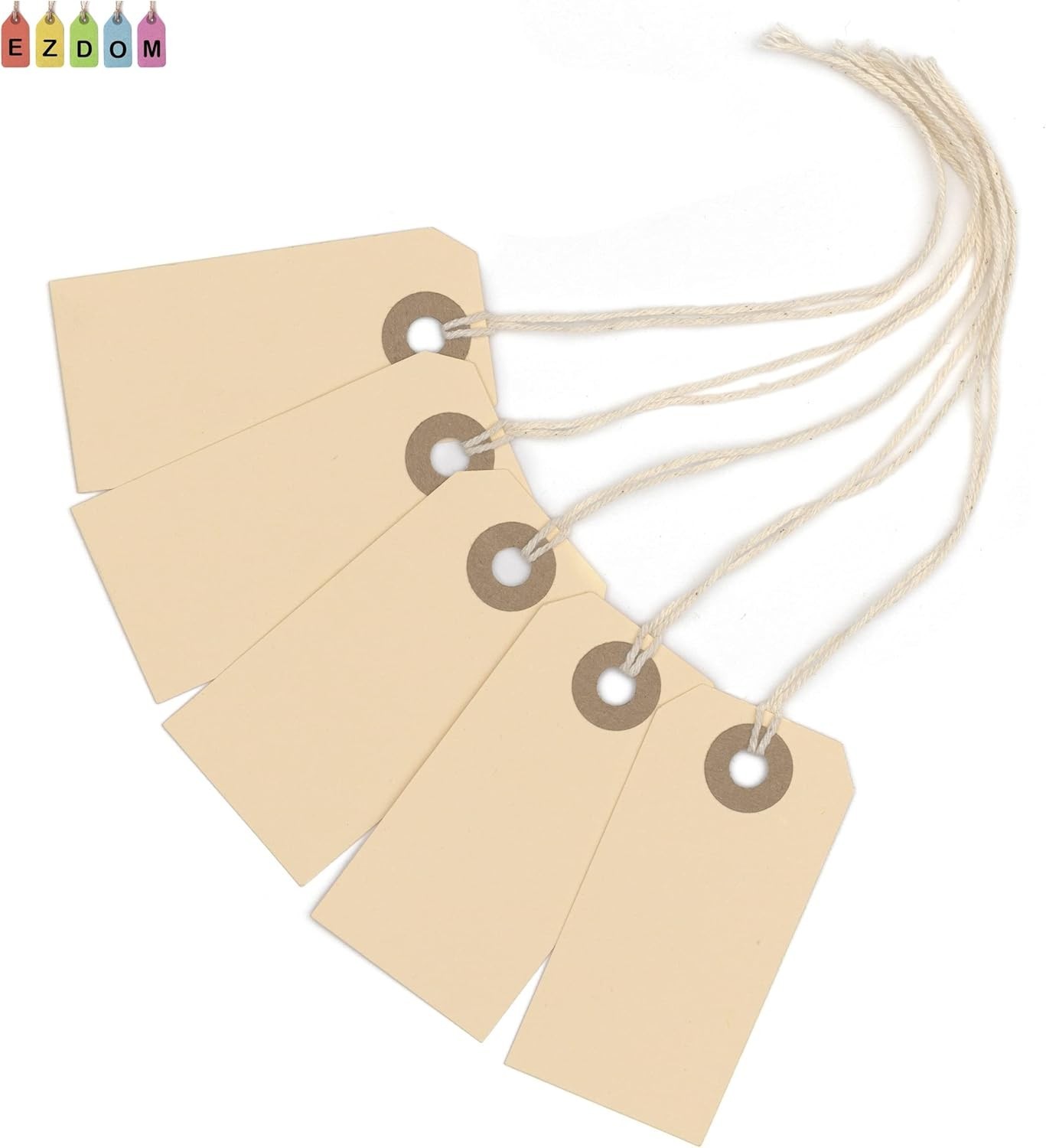 Manila Tags with String Attached – 2 3/4” x 1 3/8” Box of 250 Small Blank 13p…