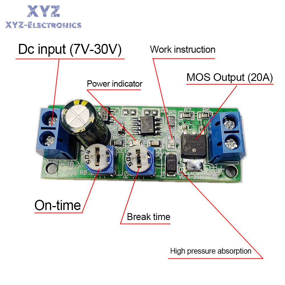 DC7-30V MOS Dual Cycle Timer Adjustable Delay Timing Relay Module On/Off Switch