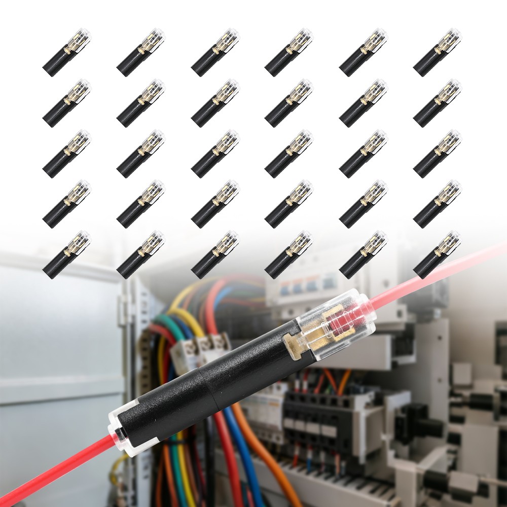 30pcs Double-Wire Plug-in Connector, Cable Clamp with Locking Buckle, AWG 18-22