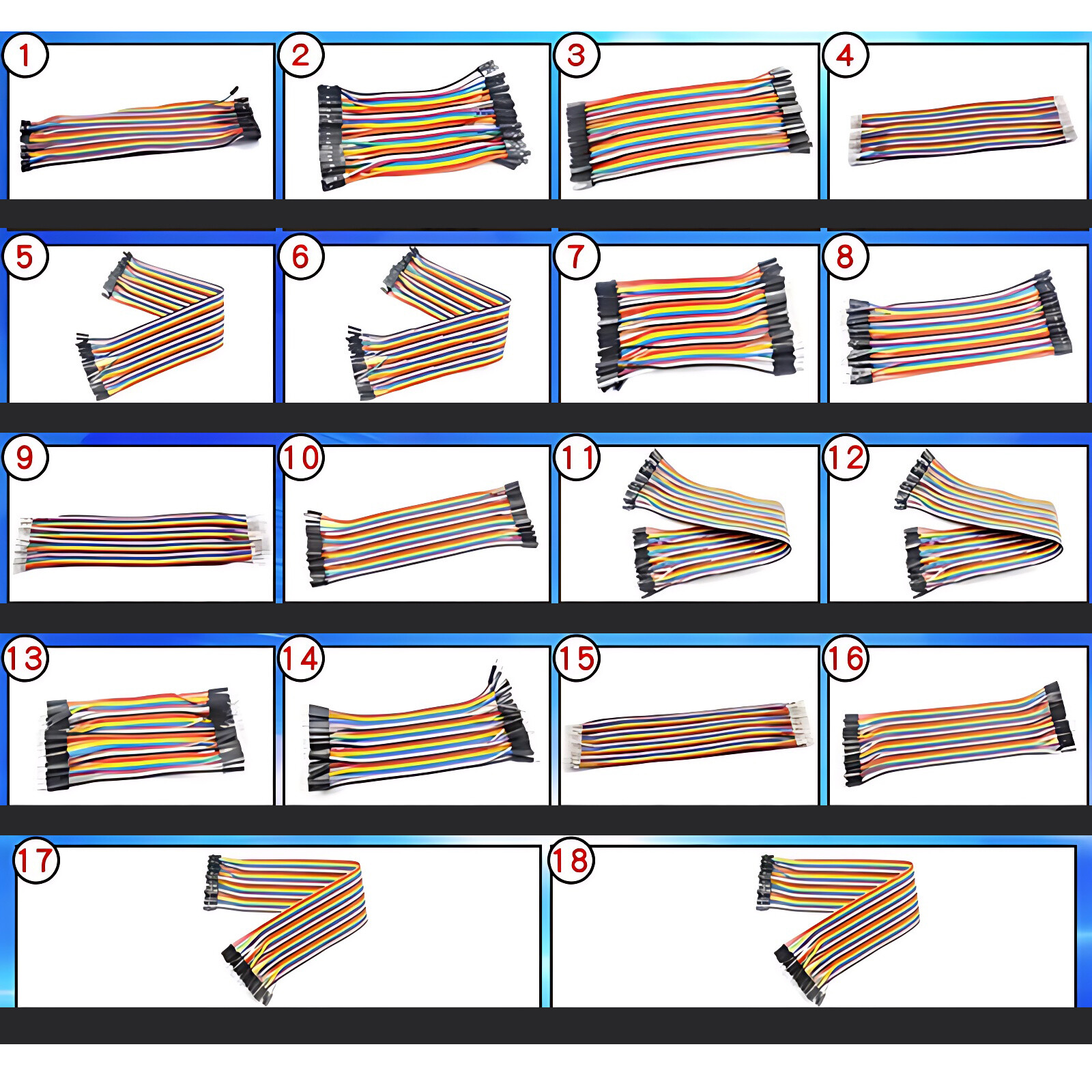 Hookup Wires10cm 15cm 20cm 21cm 30cm 40 cm M-M F-F M-F Breadboard Dupont Jumper