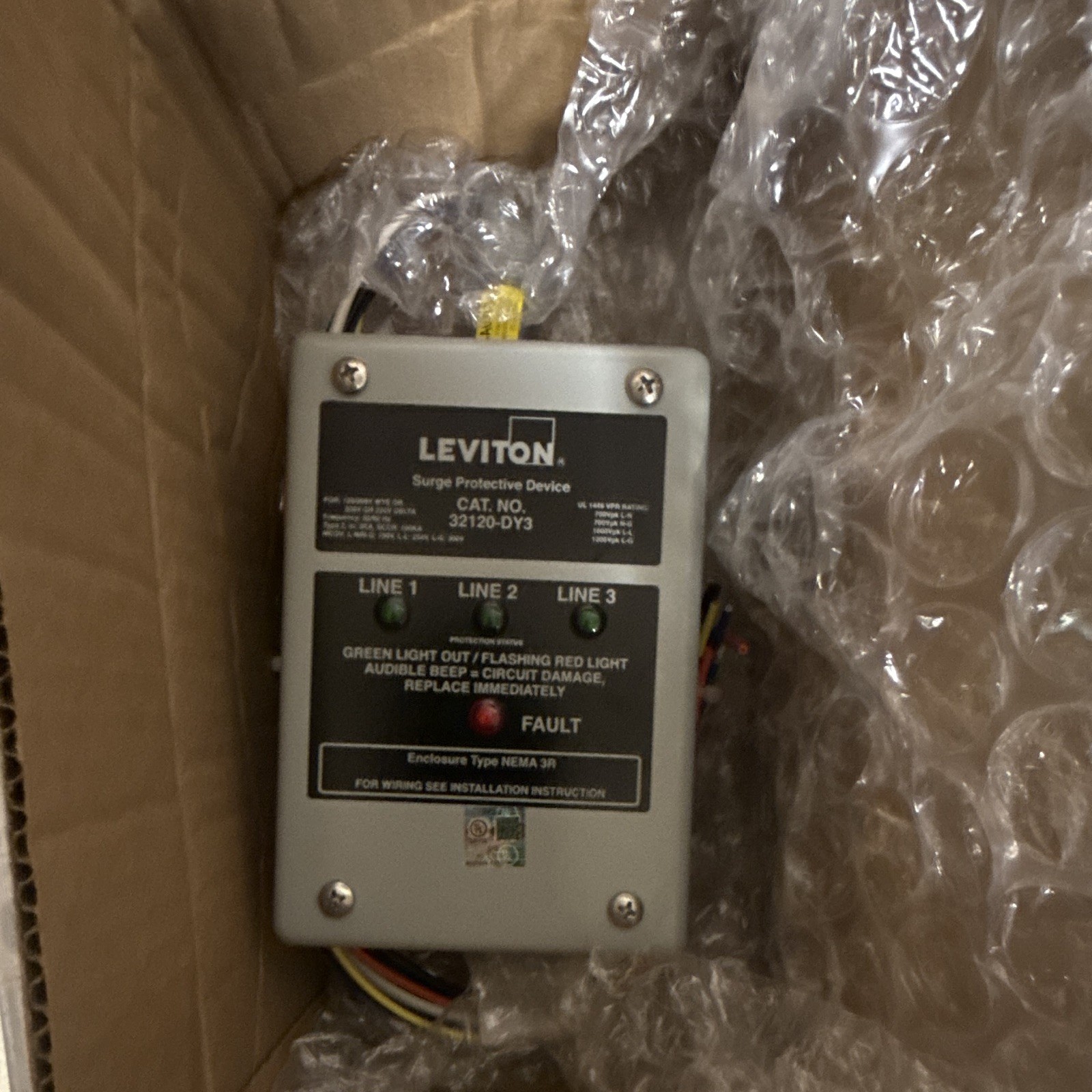 Leviton 32120-DY3 Surge Protective Device 201-250V 31-40A Gray 1 Pack