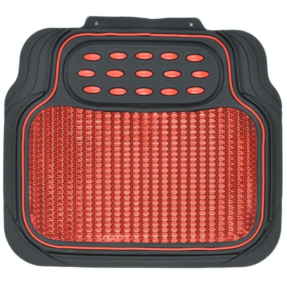 Red Metallic Rubber Floor Mats Black Trim 4pc Fits Car SUV Truck MT-614