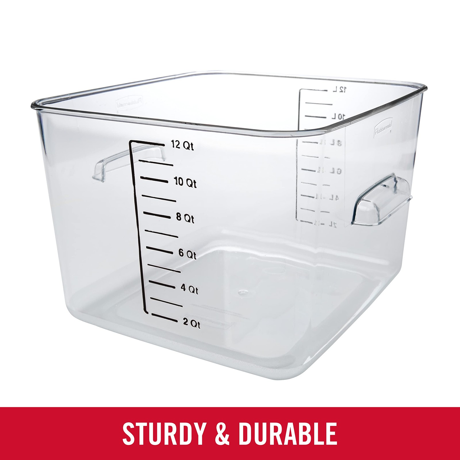 Commercial Products Space Saving Square Food Storage Container 12 Quart Clear…