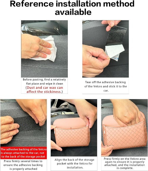 Car Door Organizer, PU Leather Storage Pouch with Strong Sticky Back for Phon